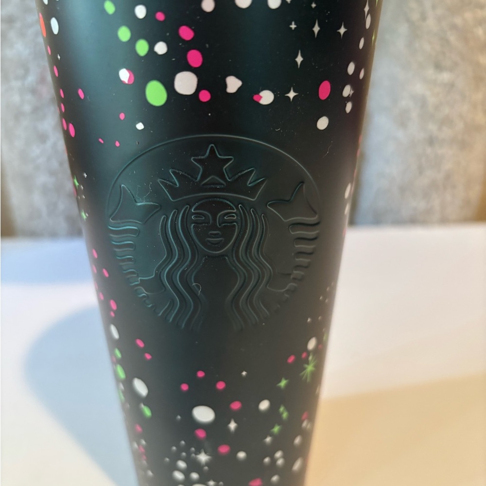 Starbucks Holiday 2021 Tumbler Green Paint Splatter 24 Oz Stainless Steel NEW - Picture 2 of 7